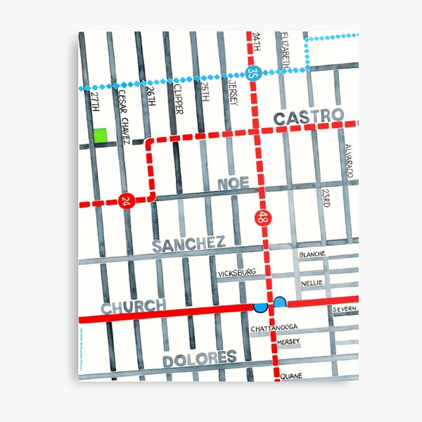 San Francisco map - Noe Valley Metal Print