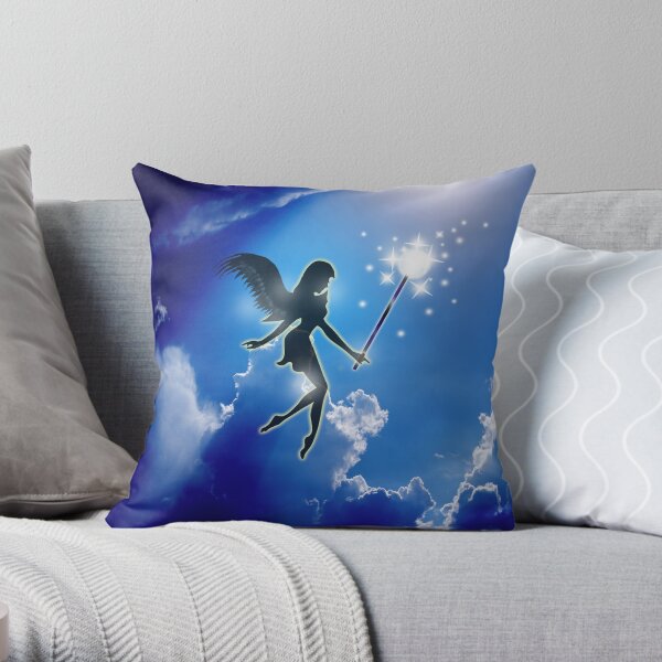 Fairy In the Sky - Flowers and Fairies Evening -15 Throw Pillow