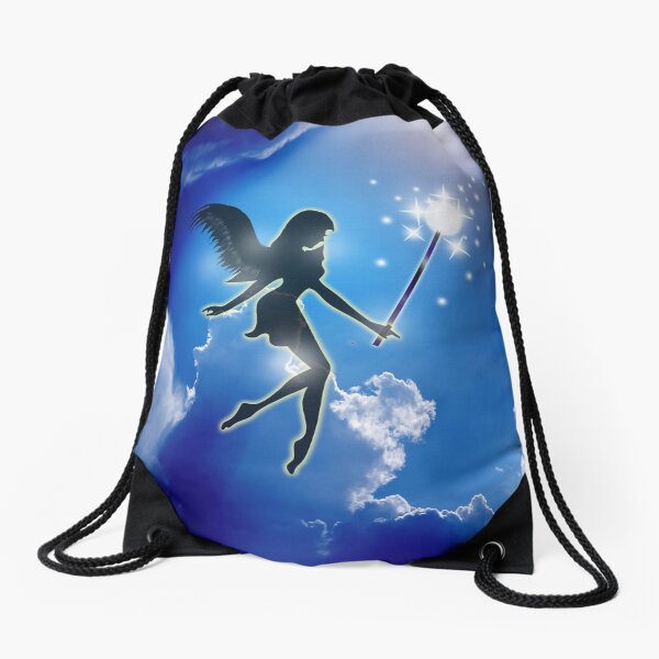 Fairy In the Sky - Flowers and Fairies Evening -15 Drawstring Bag