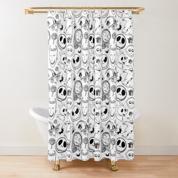 The Nightmare Before Christmas Shower Curtain and 12 Pieces Plastic Shower  Curtain Rings for Bathroom Decorwith 12 Hooks,60x72 Inch 