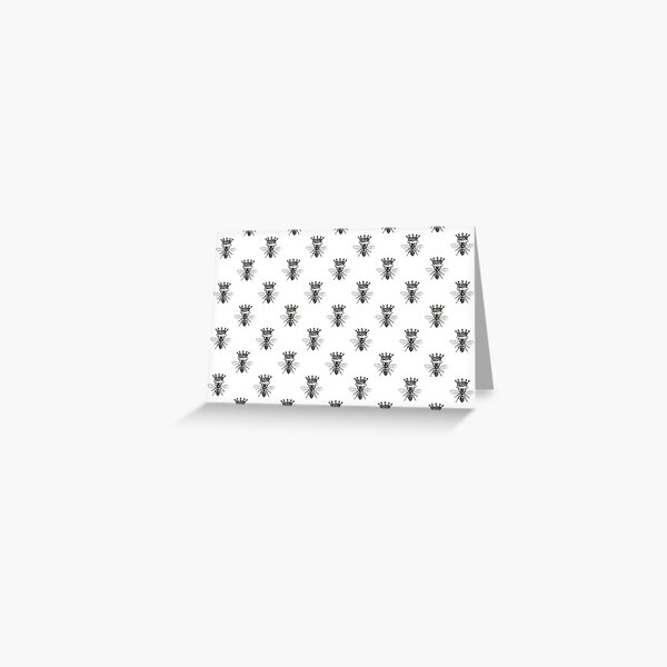 Queen Bee Pattern | Vintage Honey Bees | Black and White | Greeting Card