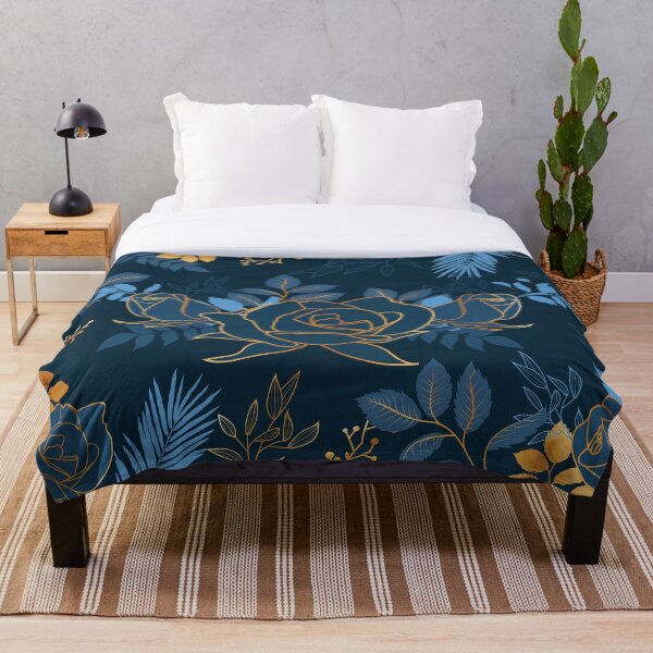 Item preview, Blue and Gold Foil Flower and Leaf Design designed and sold by aegisdesigns.