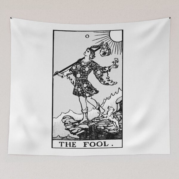 Item preview, 0. The Fool Tarot Card | Black and White designed and sold by wildtribe.