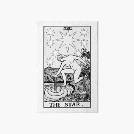 XVII. The Star Tarot Card | Black and White Art Board Print