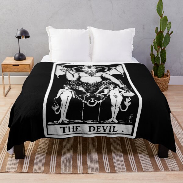 Item preview, XV. The Devil Tarot Card | Black and white designed and sold by wildtribe.