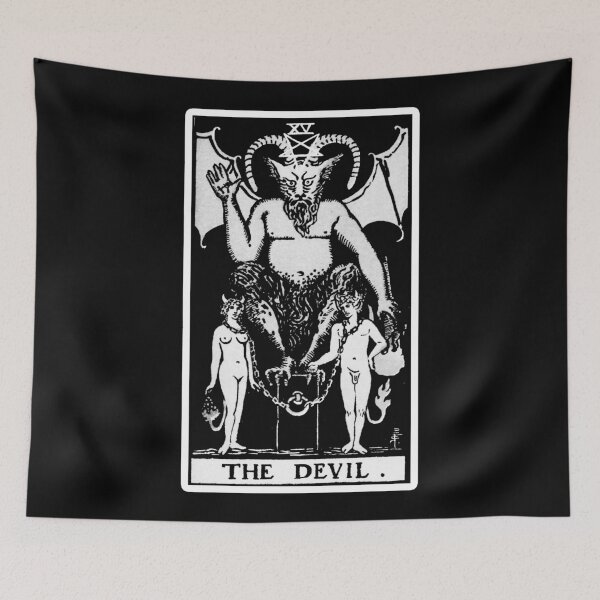 Item preview, XV. The Devil Tarot Card | Black and white designed and sold by wildtribe.