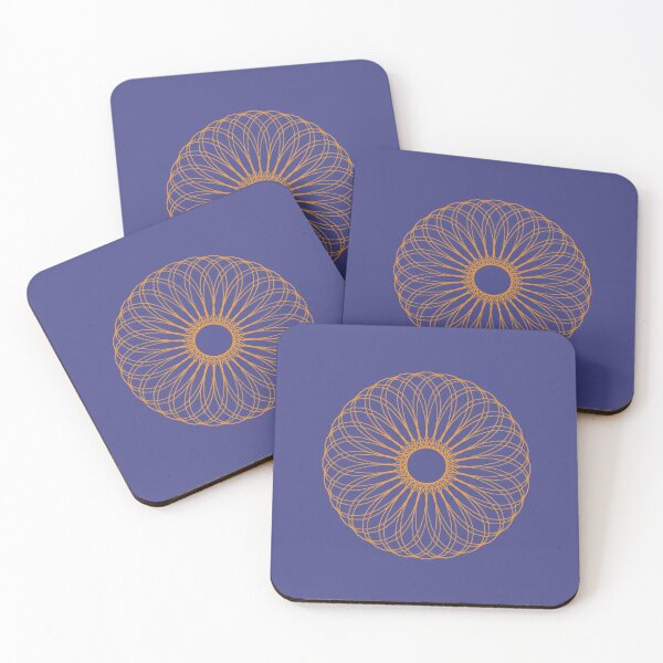 Item preview, Geometric, Orange donut on a blue background. Intricate, shaped circle design designed and sold by tinytiger77.