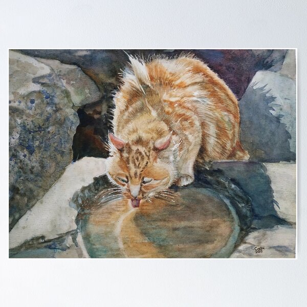 Item preview, Make a Wish, cat in watercolor  designed and sold by Almondtree.