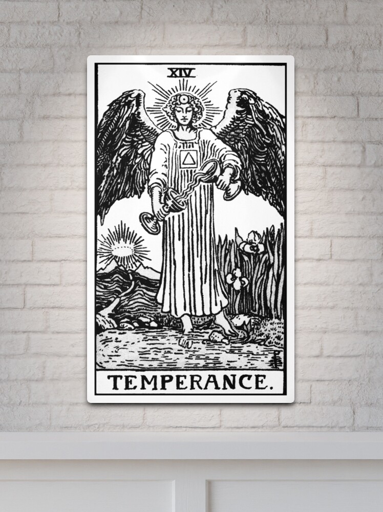 XIV. Temperance Tarot Card | Black and white" Metal Print Sale by wildtribe |