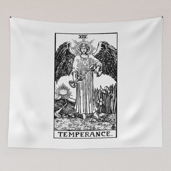 Item preview, XIV. Temperance Tarot Card | Black and white designed and sold by wildtribe.