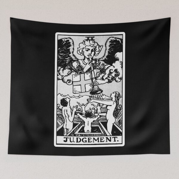 Item preview, XX. Judgement Tarot Card | Black and white designed and sold by wildtribe.