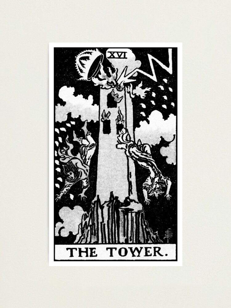 XVI. Tower Tarot Card | Black and Print for Sale by wildtribe | Redbubble