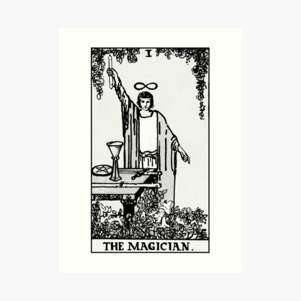 I. The Magician Tarot Card | Black and white Art Print
