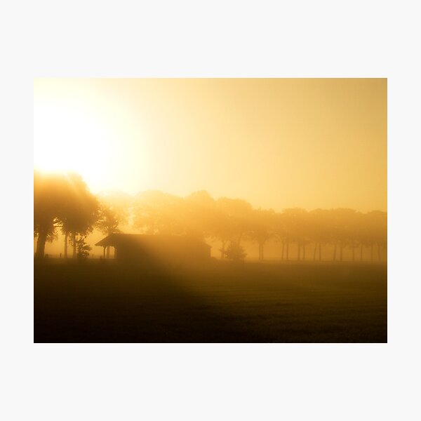 Misty Barn Photographic Print