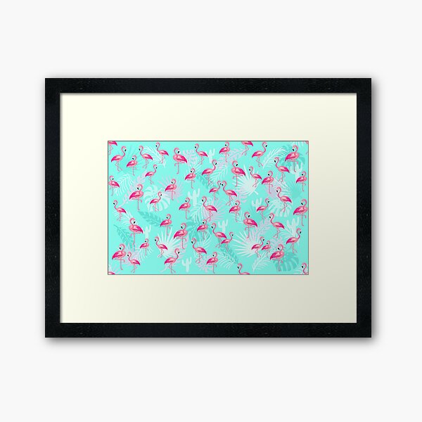Flamingo mint with leaves Gerahmter Kunstdruck