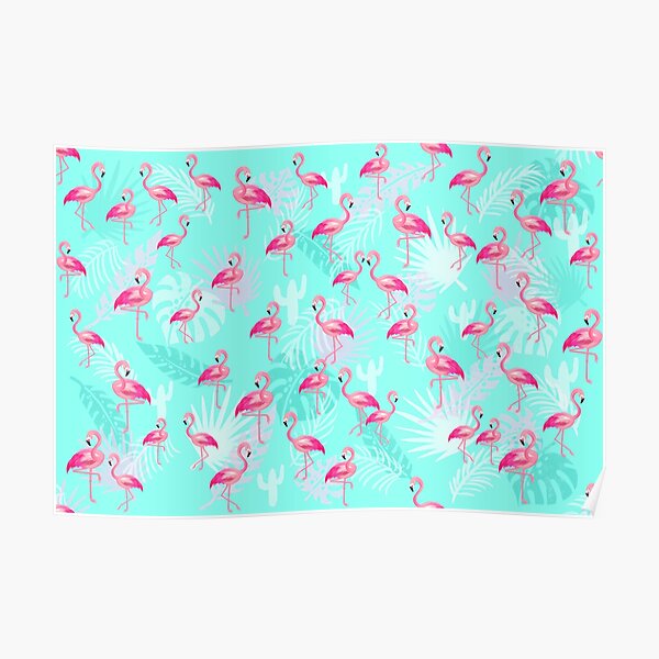 Flamingo mint with leaves Poster