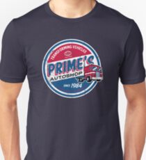 Prime's Autoshop - Vintage Distressed Style - Garage Slim Fit T-Shirt