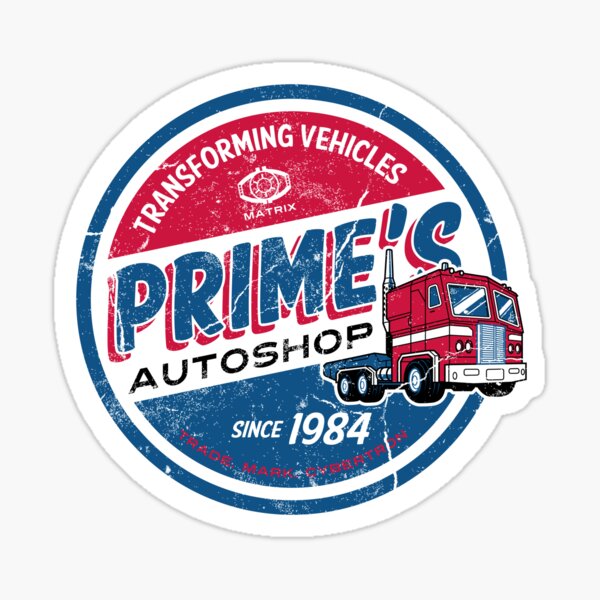 Prime's Autoshop - Vintage Distressed Style - Garage  Sticker