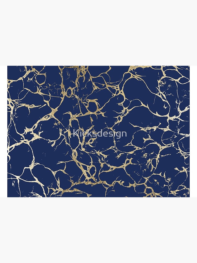 Discover Chic navy blue faux gold foil marble pattern Bath Mat