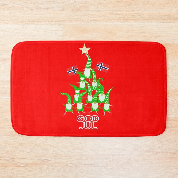 Item preview, God Jul Nordic Gnomes Christmas Tree Tomte Nisse Flags norwegian flag designed and sold by funnytshirtemp.