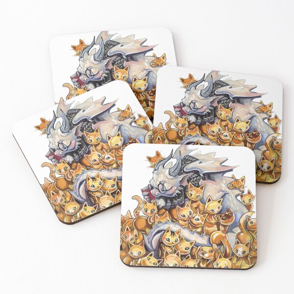 Item preview, Crazy cat dragon hoards golden kittens designed and sold by ArtOfBianca.