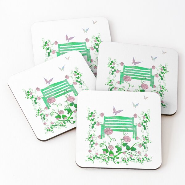Item preview, romantic garden design with roses and butterflies designed and sold by BrunoWeicker.