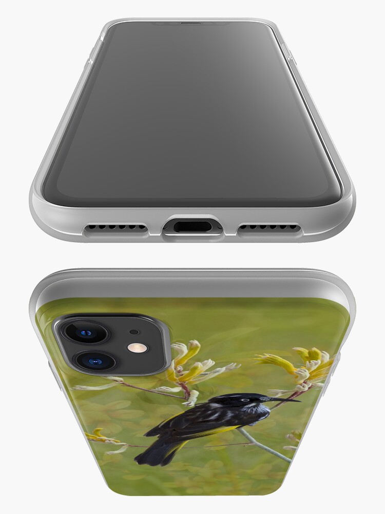 Alternate view of Native Bird Honey-eater on Yellow Kangaroo Paw Australia iPhone Case & Cover