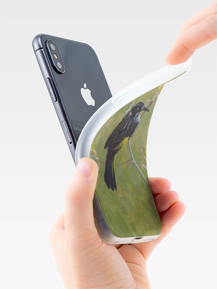 Alternate view of Native Bird Honey-eater on Yellow Kangaroo Paw Australia iPhone Case & Cover