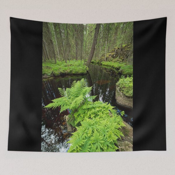 Item preview, Fern in the forest creek landscape designed and sold by Juhku.