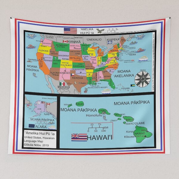 Item preview, United States Map in Hawaiian designed and sold by SkolaNobu.