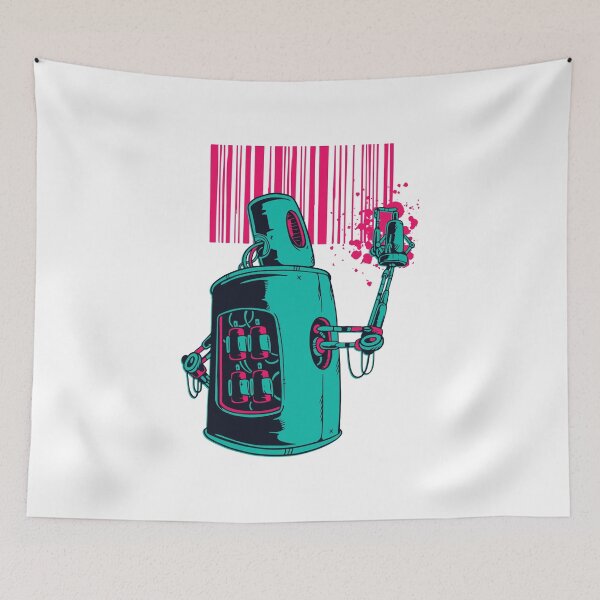 Item preview, Robot barcode graffiti designed and sold by GoodQuality.