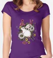 Rabbit in Flowers Women's Fitted Scoop T-Shirt