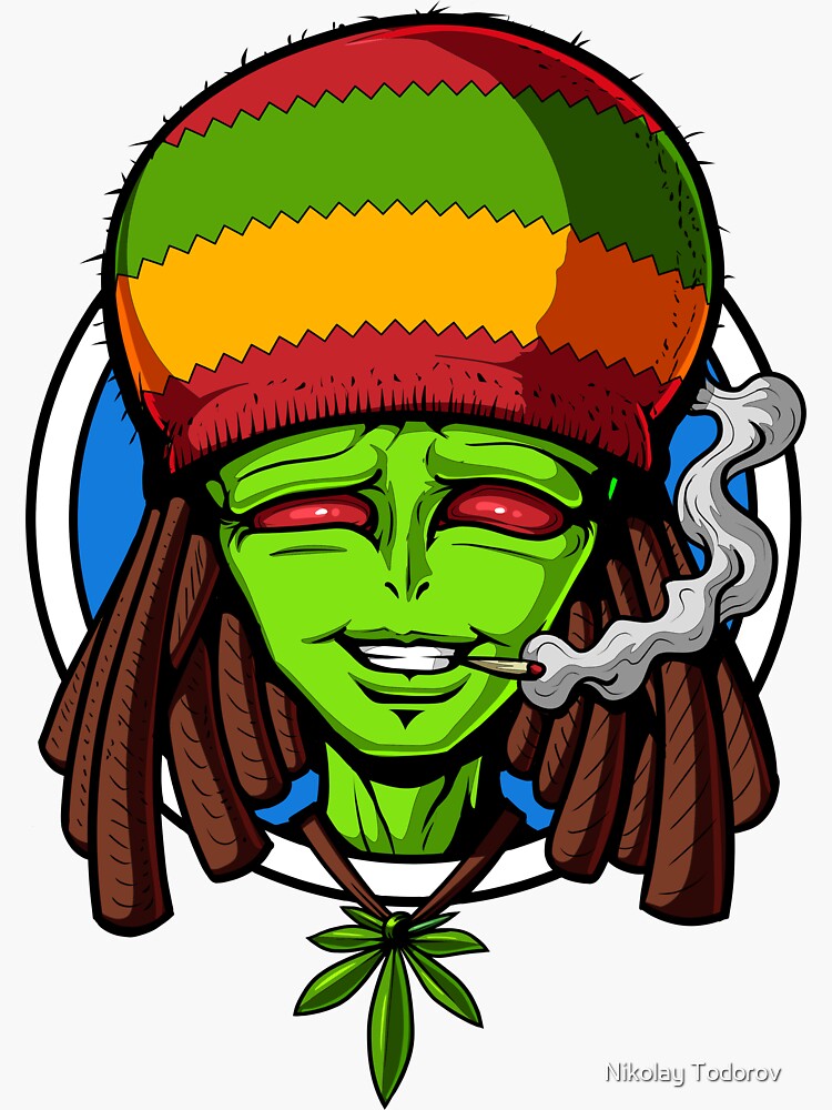 Alien Weed Sticker Stoner Hippie Vinyl Sticker Psychedelic Marijuana  Sticker Ganja Cannabis Decal Stoner Gifts Pot Smoker Gifts 