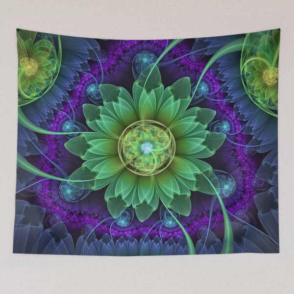 Item preview, Blue and Green Pandoran Snap Lotus Fractal Flower designed and sold by San Jaya Prime.
