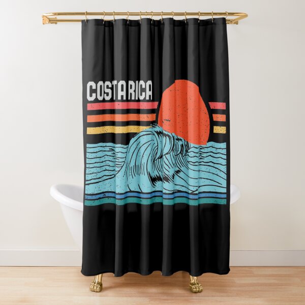 Vintage Costa Rica Beach Surfing Retro Surf 70s 80s Wave Shower Curtain