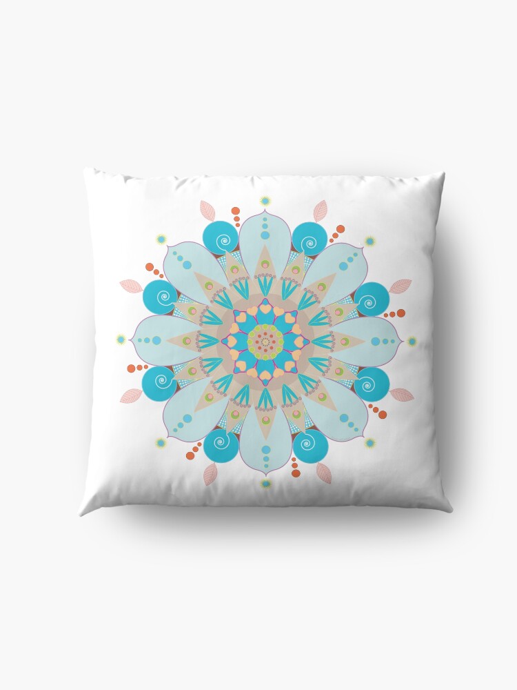 Alternate view of Mandala fleur, "Mer & sable" Floor Pillow