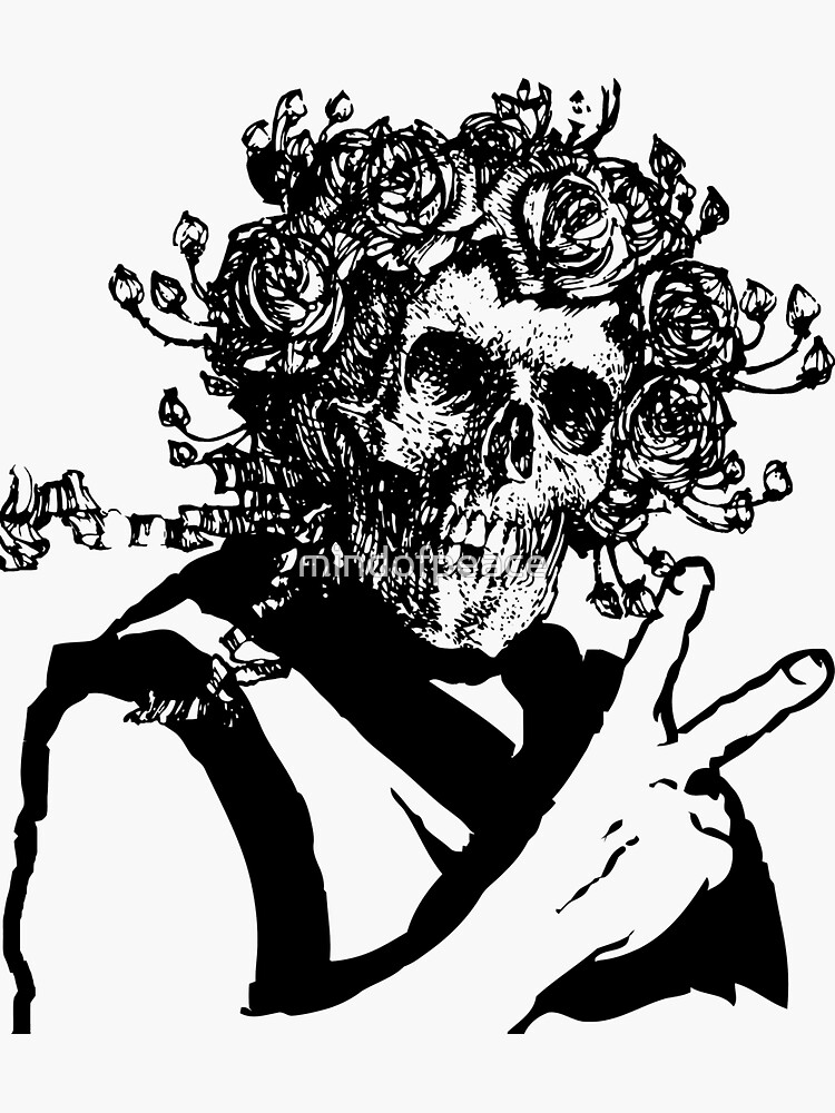 Skull & Roses Peace Sign Symbol by mindofpeace