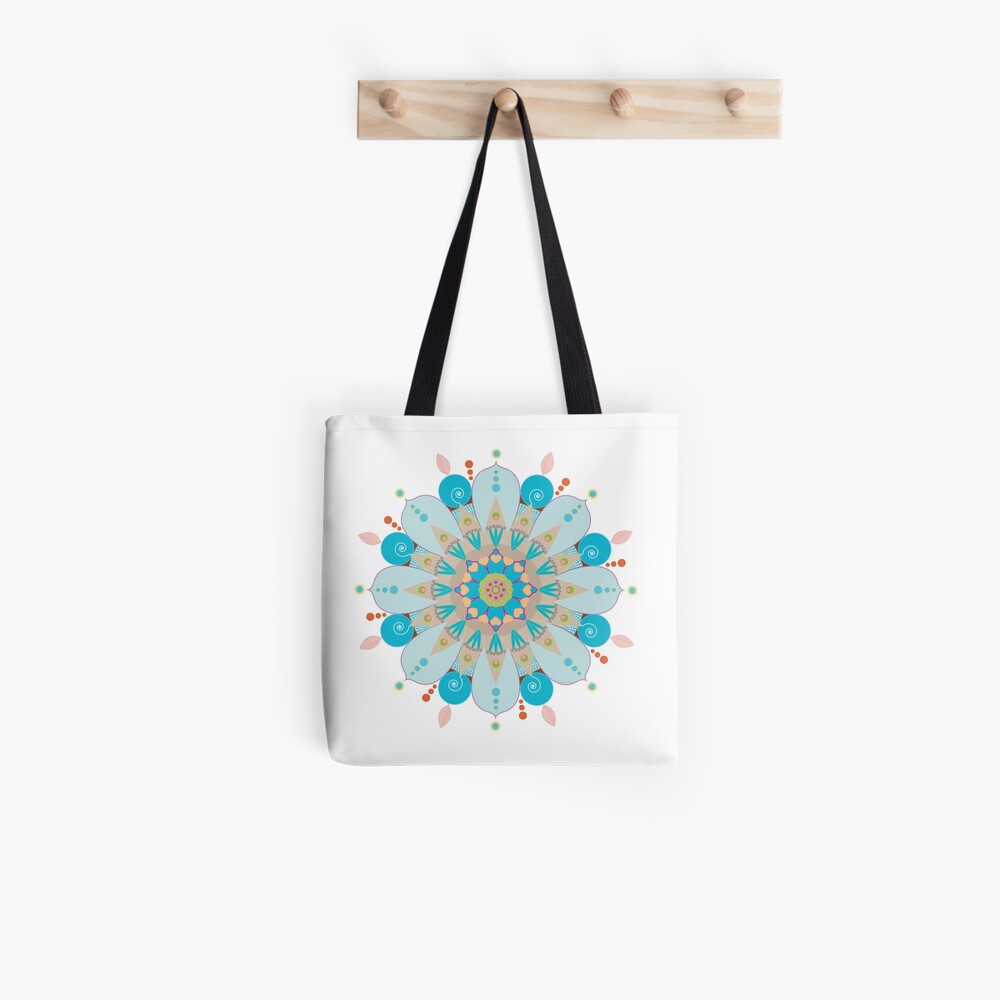 Tote bag « Mandala fleur, "Mer & sable"»
