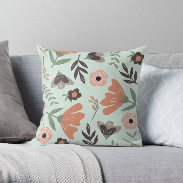 Floral Illustration Pattern Throw Pillow