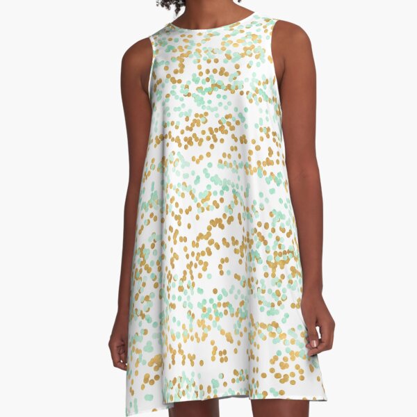 mint and gold dress