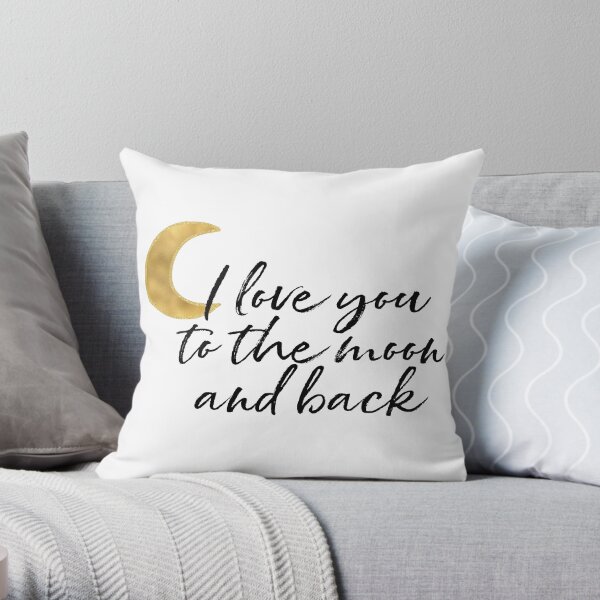 Gold I love you to the moon Throw Pillow