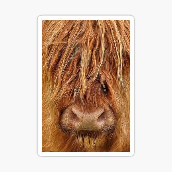 Highland Cow Digital Art Sticker