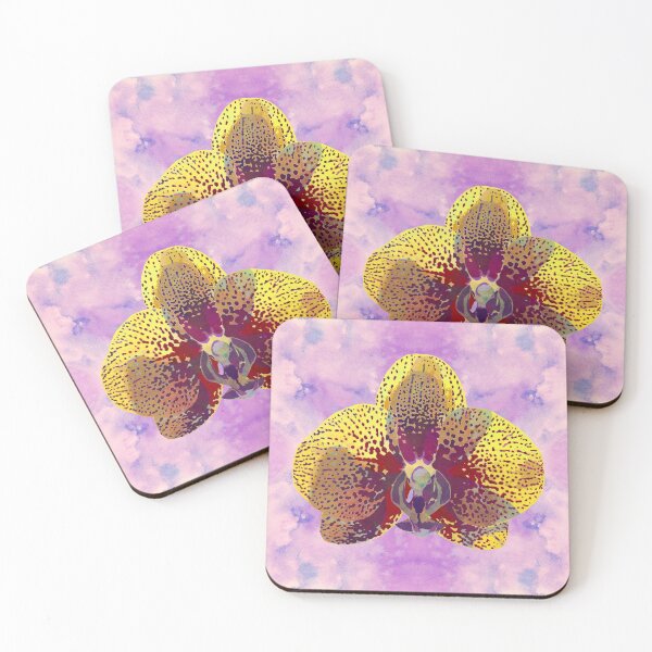 Item preview, Watercolor Orchid Portrait #2 | Floral Art Print | Saffron Yellow Garnet Red designed and sold by AndreaHelmArt.