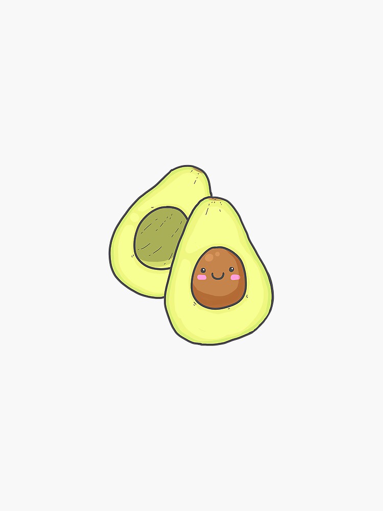 "Cute Kawaii Avocado" Sticker by WPhotographyW | Redbubble