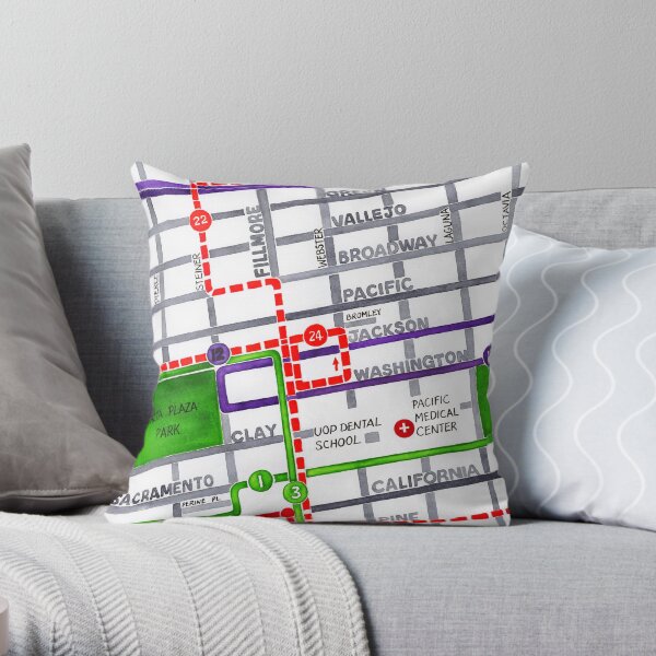 San Francisco map - Pacific Heights Throw Pillow