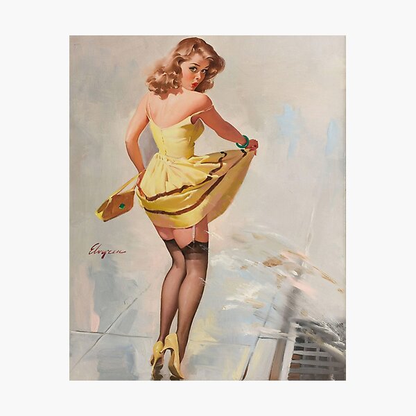 Yellow - Vintage Pin Up Girl Art Photographic Print