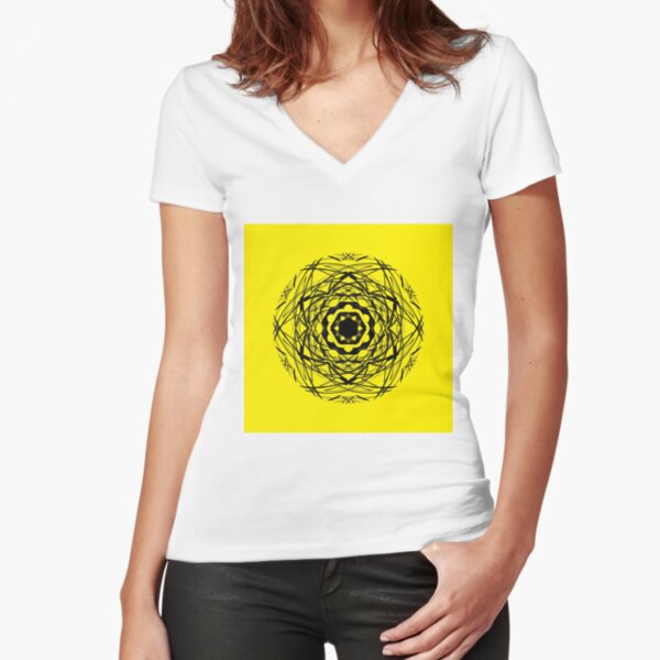 #pattern, #repeat, #abstract, #design, illustration, art, geometry, circle Fitted V-Neck T-Shirt