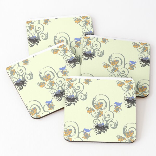 Item preview, Blue birds nesting among the flowers designed and sold by Ldydesign.