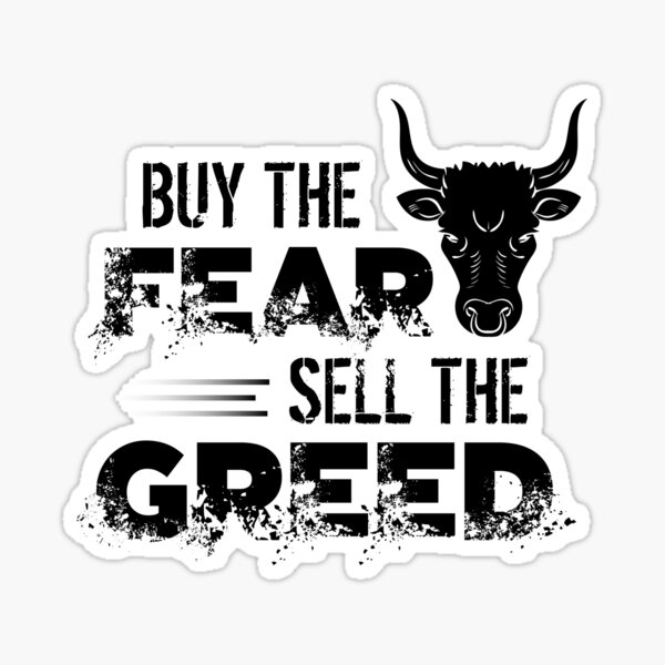 Vista previa del artículo con la obra «Compre el miedo Venda la codicia Invertir en el mercado de valores», diseñado y vendido por perfectpresents.