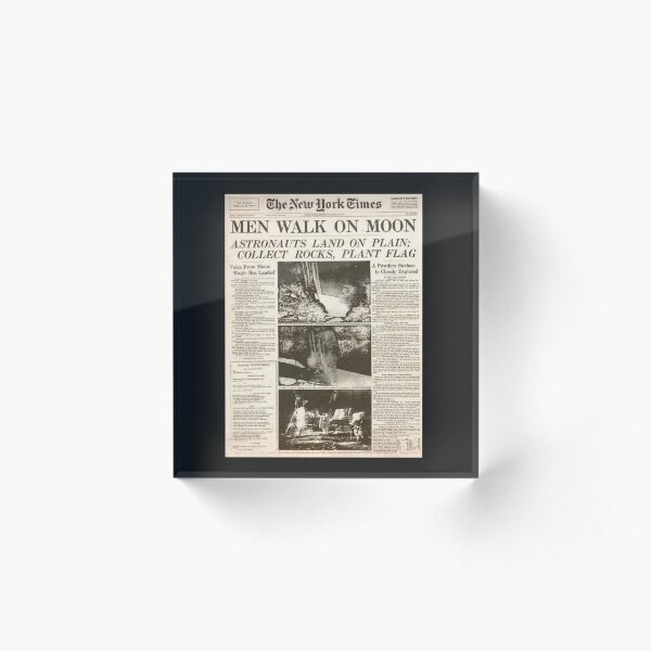 Apollo 11 50th Anniversary Moon Landing 1969 Newspaper Acrylic Block